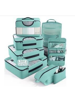 VEKEN 8 pc Packing Cubes set for Travel/Cruise/Road trips/Dorm/Closet or Gifting